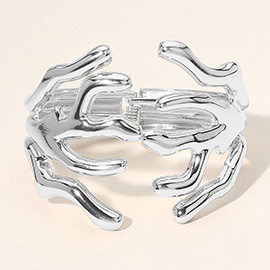 Two Tone Metal Abstract Branch Hinged Bracelet