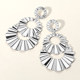 Fan Shaped Bold Textured Metal Dangle Earrings