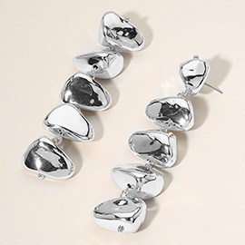 Metal Pebble Link Dropdown Earrings