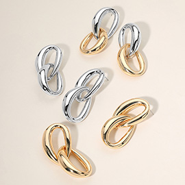 Chunky Metal Ring Link Earrings