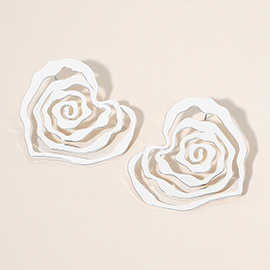 Abstract Metal Heart Swirl Earrings