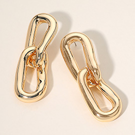 Chunky Metal Oval Ring Link Earrings