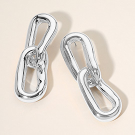 Chunky Metal Oval Ring Link Earrings