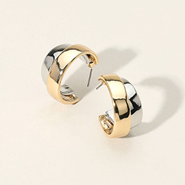Two Tone Metal Hoop Earrings