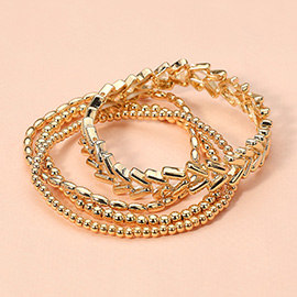 4PCS - Metal Beaded Stretch Multi Layered Bracelets