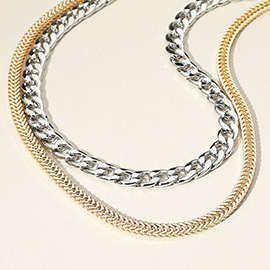 Chunky Double Layered Chain Necklace