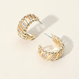 Stone Paved Chunky Hoop Earrings