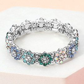 Stone Cluster Flower Stretch Bracelet