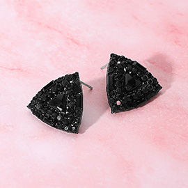 Rhinestone Embellished Triangle Evening Stud Earrings