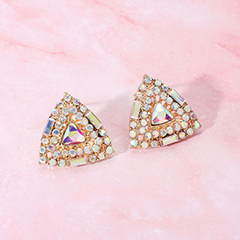 Rhinestone Embellished Triangle Evening Stud Earrings