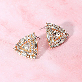 Rhinestone Embellished Triangle Evening Stud Earrings