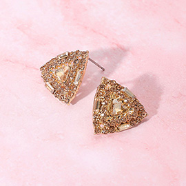 Rhinestone Embellished Triangle Evening Stud Earrings