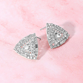 Rhinestone Embellished Triangle Evening Stud Earrings