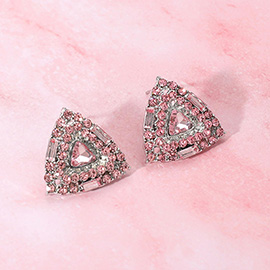 Rhinestone Embellished Triangle Evening Stud Earrings