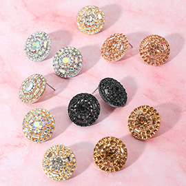 Rhinestone Embellished Round Evening Stud Earrings