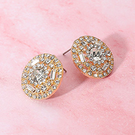 Rhinestone Embellished Round Evening Stud Earrings