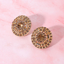 Rhinestone Embellished Round Evening Stud Earrings