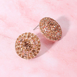 Rhinestone Embellished Round Evening Stud Earrings