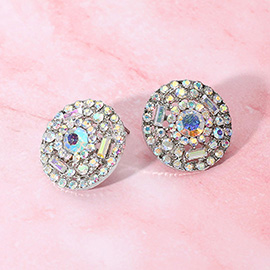 Rhinestone Embellished Round Evening Stud Earrings