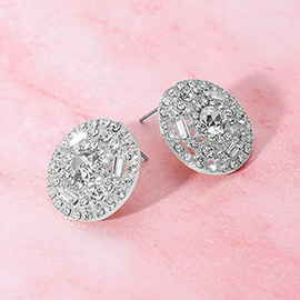 Rhinestone Embellished Round Evening Stud Earrings