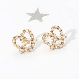 Pearl Paved Pretzel Stud Earrings