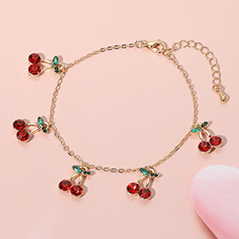 Cherry Stone Charm Station Bracelet