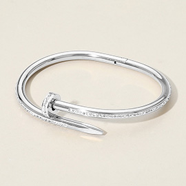 Stone Paved Nail Hinged Bangle Bracelet