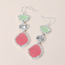 Abstract Sea Glass Link Dropdown Dangle Earrings
