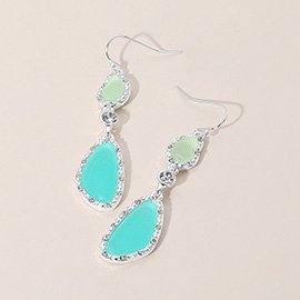 Abstract Sea Glass Link Dropdown Dangle Earrings