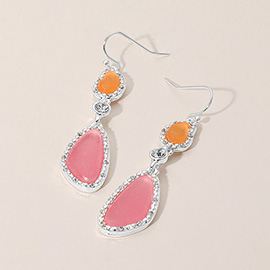 Abstract Sea Glass Link Dropdown Dangle Earrings