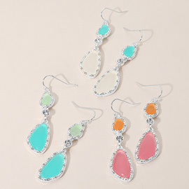 Abstract Sea Glass Link Dropdown Dangle Earrings