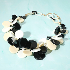 Bold Colorful Resin Disc Beaded Statement Necklace