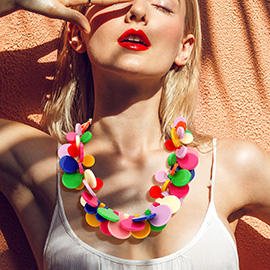 Bold Colorful Resin Disc Beaded Statement Necklace