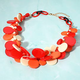 Bold Colorful Resin Disc Beaded Statement Necklace