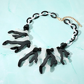 Celluloid Acetate Coral Beaded Collar Necklace