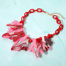 Celluloid Acetate Coral Beaded Collar Necklace