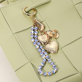 Metal Heart Locket Cowboy Boot Hat Charm Floral Ceramic Ball Beaded Wristlet Keychain / Bag Charm