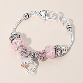 Pretzel Charm Enamel Heart Stone Multi Bead Bracelet
