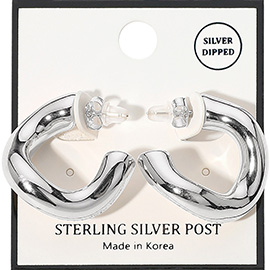 Silver Dipped Abstract Hoop Earrings