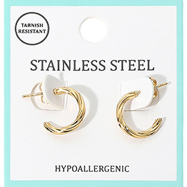 Twisted Stainless Steel Hoop Earrings