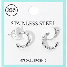 Twisted Stainless Steel Hoop Earrings