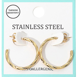 Twisted Stainless Steel Hoop Earrings