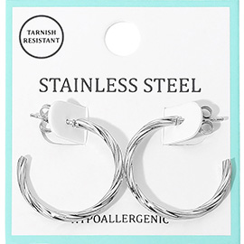 Twisted Stainless Steel Hoop Earrings