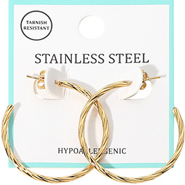 Twisted Stainless Steel Hoop Earrings
