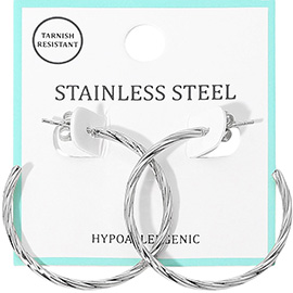 Twisted Stainless Steel Hoop Earrings