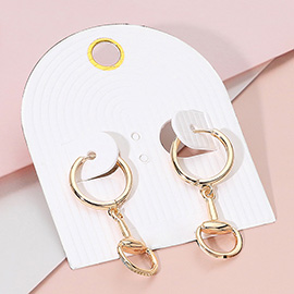 Sculptural Metal Dangle Huggie Hoop Earrings