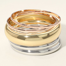 5PCS - Metal Multi Layered Bangle Bracelets
