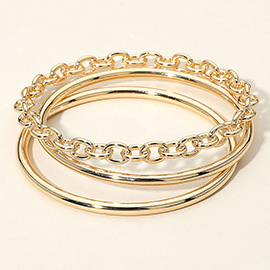 3PCS - Metal Link Bangle Multi Layered Bracelets