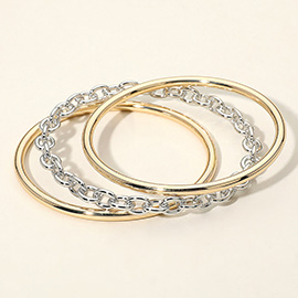 3PCS - Metal Link Bangle Multi Layered Bracelets