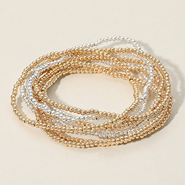 10PCS - Metal Ball Beaded Stretch Multi Layered Bracelets